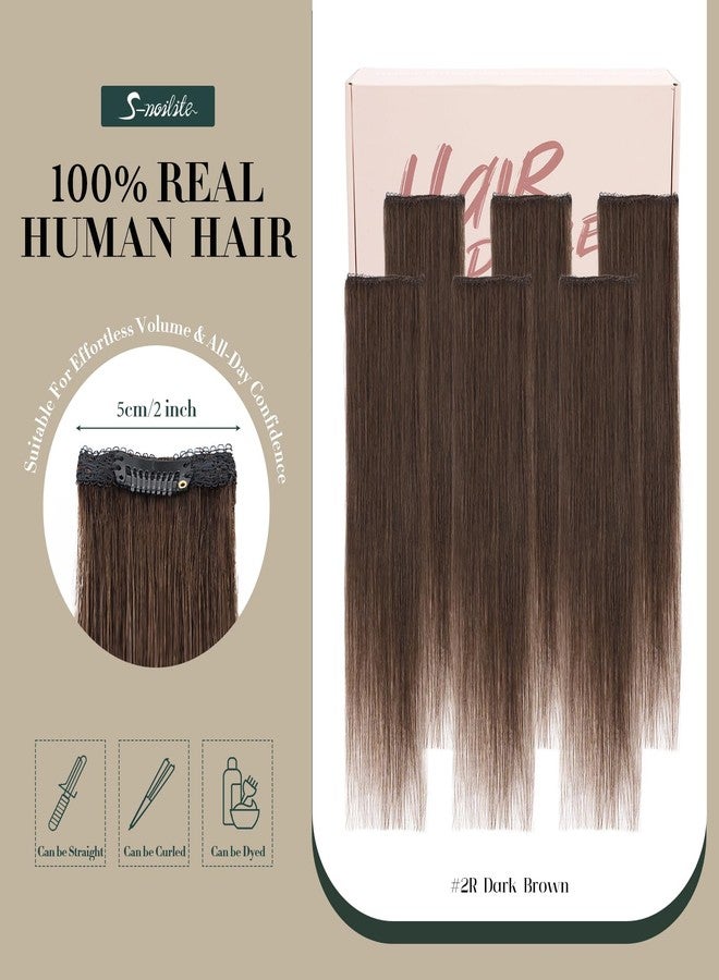 S-noilite Short Hair Extensions Clip ins,S-noilite Short Clip in Hair Extensions Real Human Hair,Mini Hairpieces for Add Volume and Highlights,6 Pieces 31g 10 inch Dark Brown - Image 4